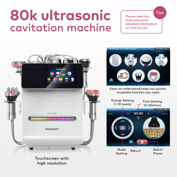 SQ126A Max 11'i 1 Arada 80K Ultrasonik Kavitasyon ve RF Cihazı – Lazer Pedli