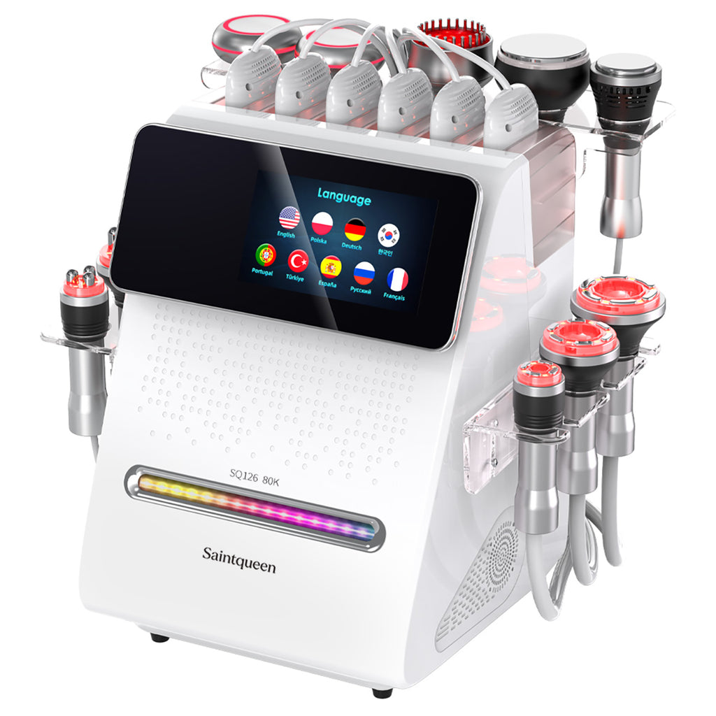 SQ126B Max 11'i 1 Arada 80K Ultrasonik Kavitasyon ve RF Cihazı – Lazer + Mikroakım Pedli