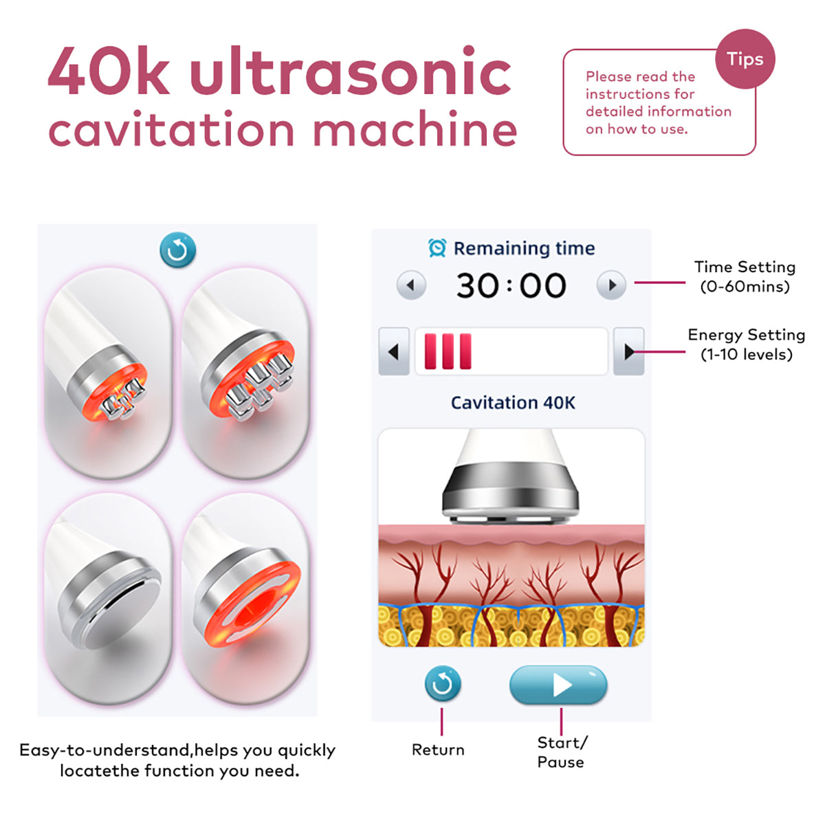 SQ169 Basic 4'ü 1 Arada 40K Kavitasyon, RF ve Vakum Cihazı