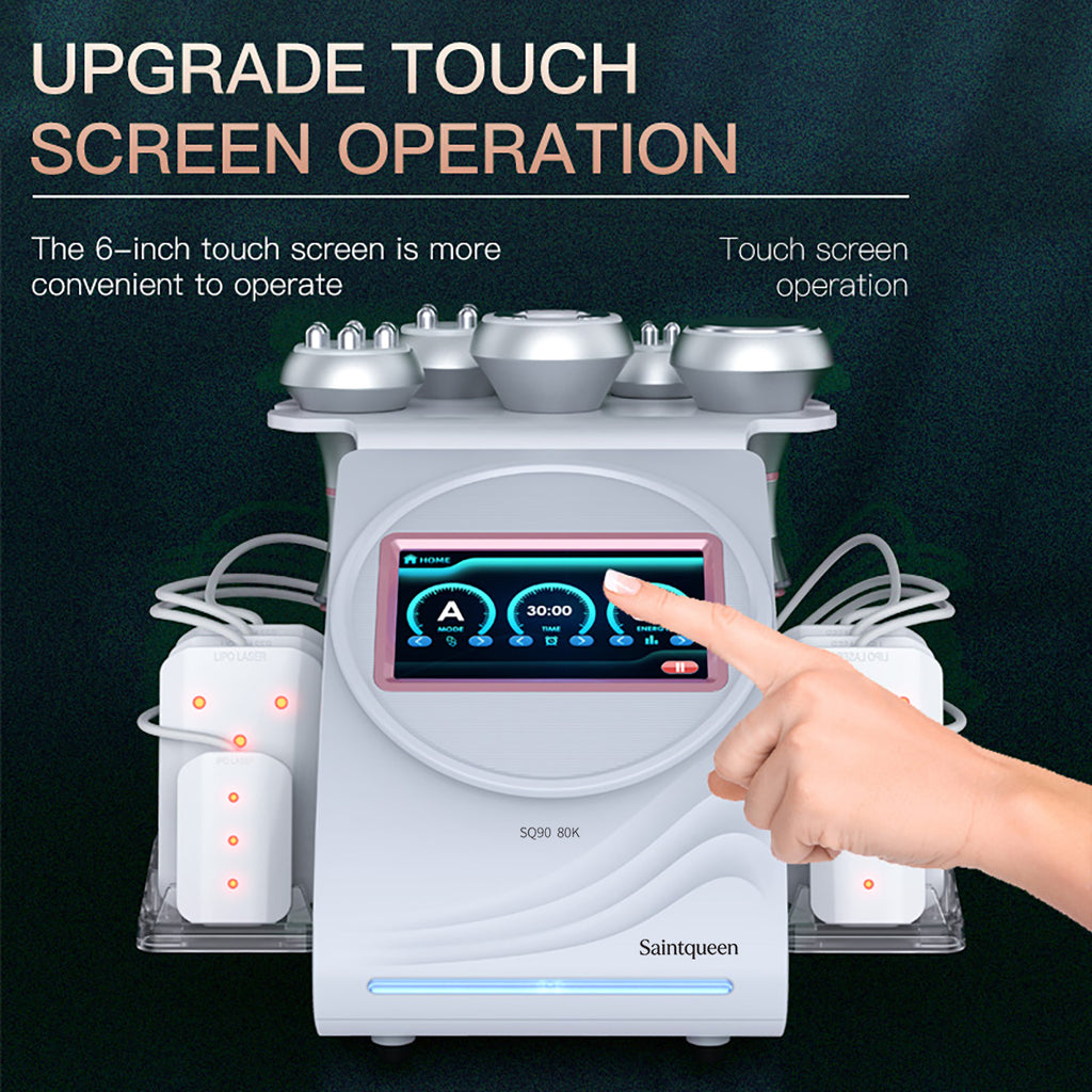 SQ90C Pro 6'sı 1 Arada 80K Ultrasonik Kavitasyon ve RF Cihazı – Lazer Pedli