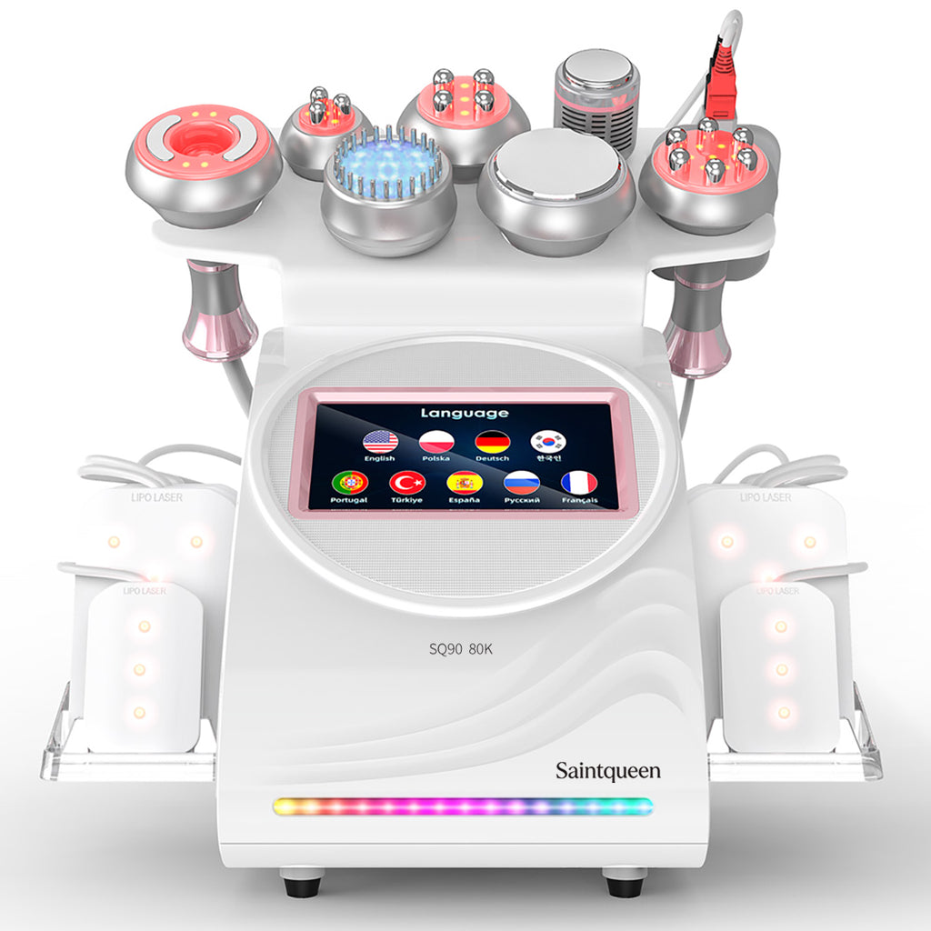 SQ90D Plus 9'u 1 Arada 80K Ultrasonik Kavitasyon ve RF Cihazı – Lazer Pedli