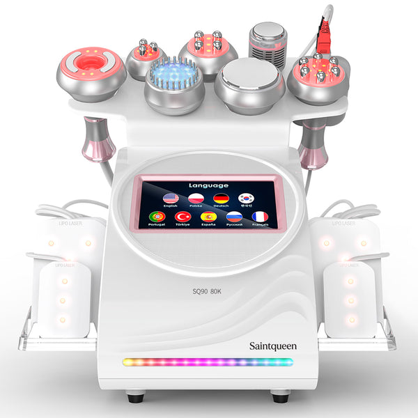 SQ90D Plus 9'u 1 Arada 80K Ultrasonik Kavitasyon ve RF Cihazı – Lazer Pedli