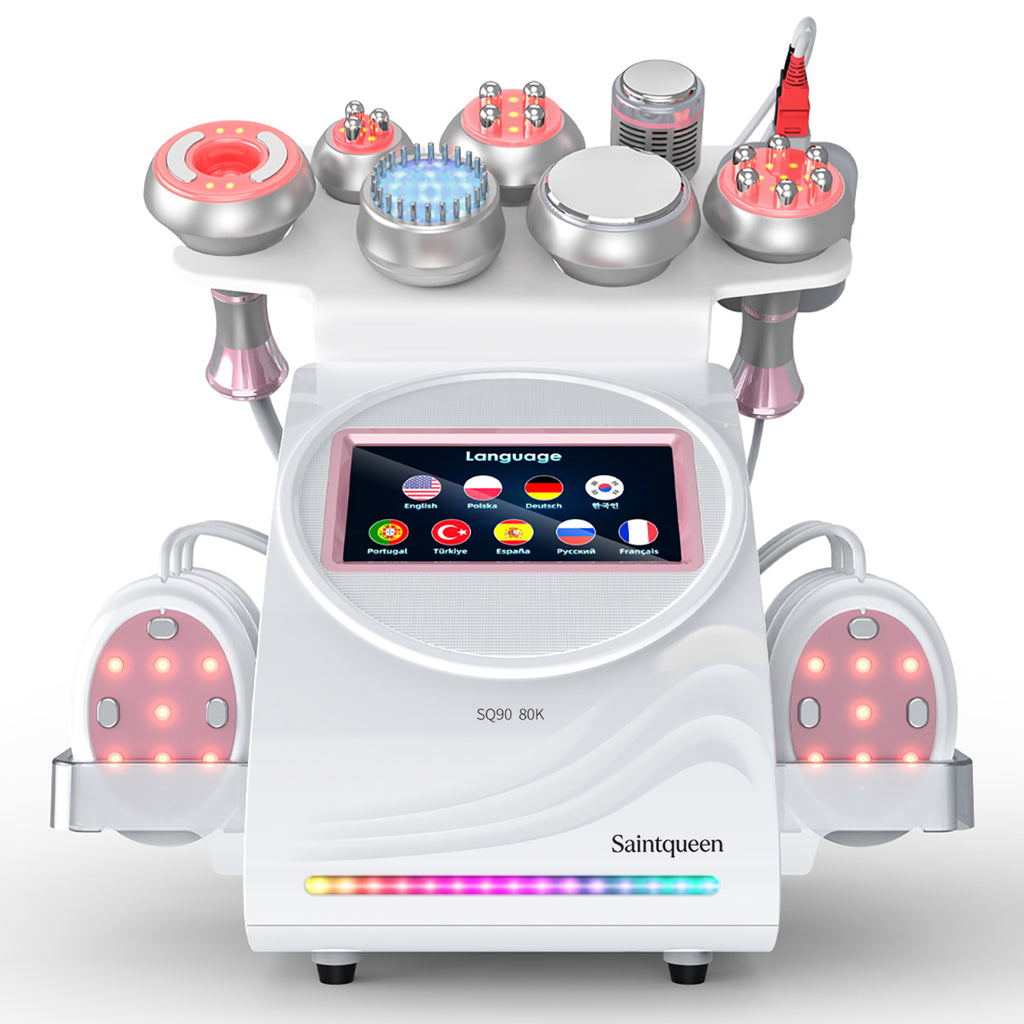 SQ90E Plus 9'u 1 Arada 80K Ultrasonik Kavitasyon ve RF Cihazı – Lazer + Mikroakım Pedli