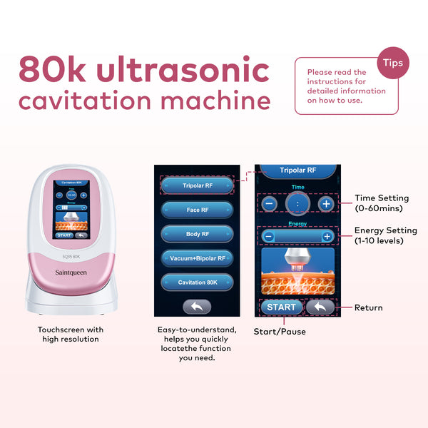 SQ95A Pro 5'i 1 Arada 80K Kavitasyon, RF ve Vakum Cihazı
