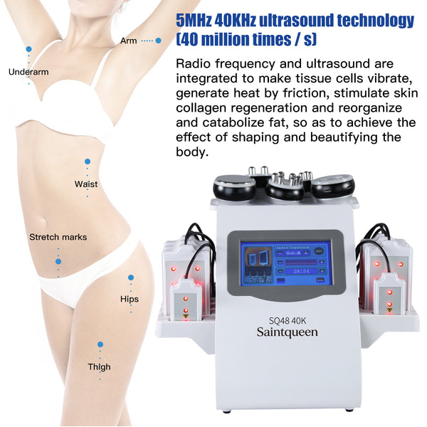 SQ48 Pro 6'sı 1 arada 40K Ultrasonik Kavitasyon ve RF Makinesi, Lazer Pedli